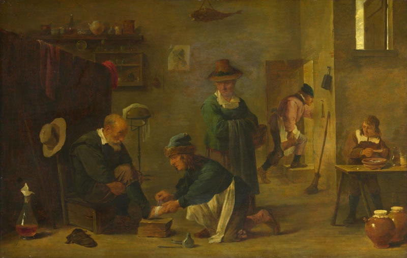 A Doctor tending a Patient's Foot in his Surgery