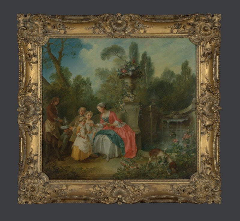 A Lady in a Garden having Coffee with Children