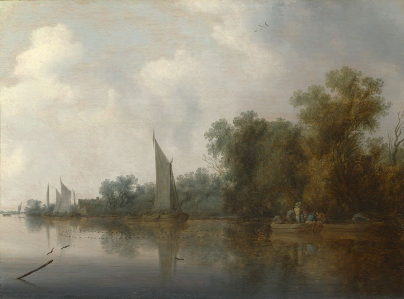 A River with Fishermen Drawing a Net