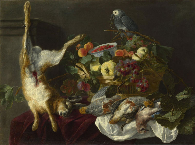 A Still Life with Fruit Dead Game and a Parrot