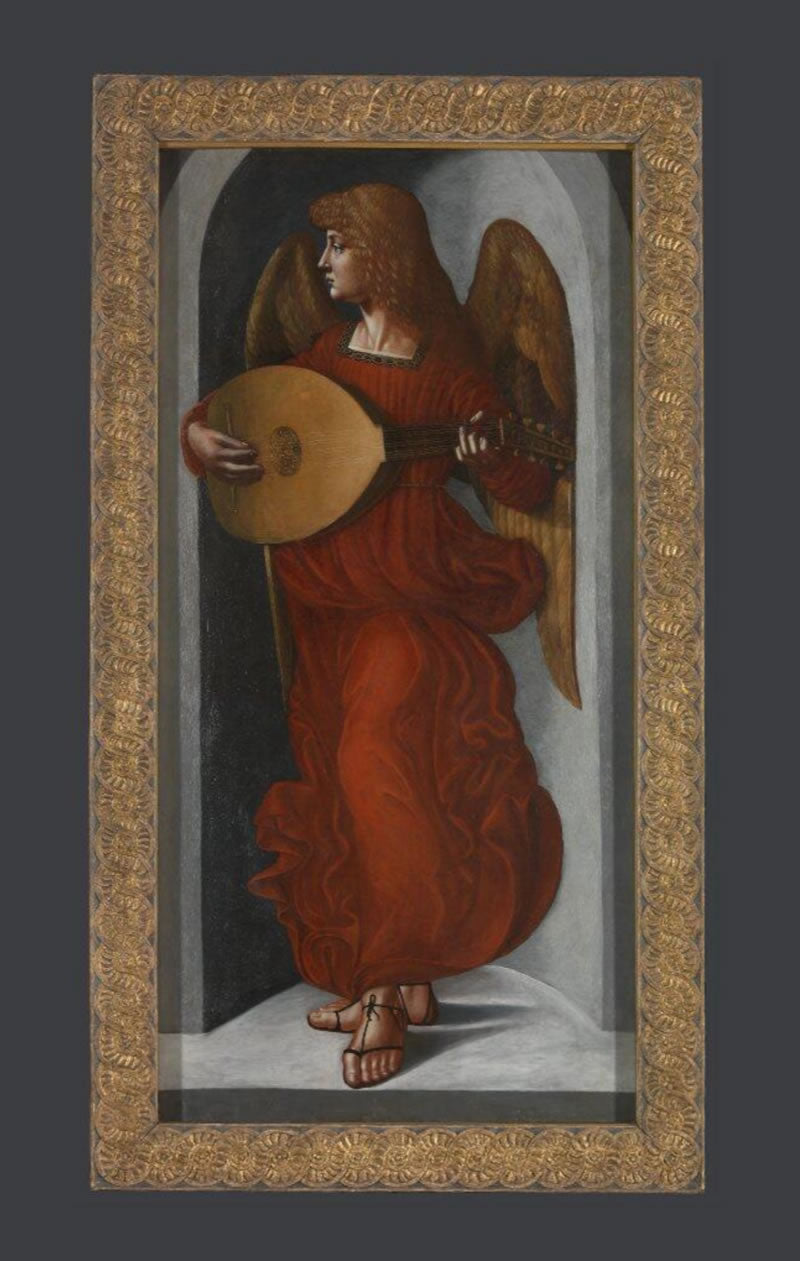 An Angel in Red with a Lute