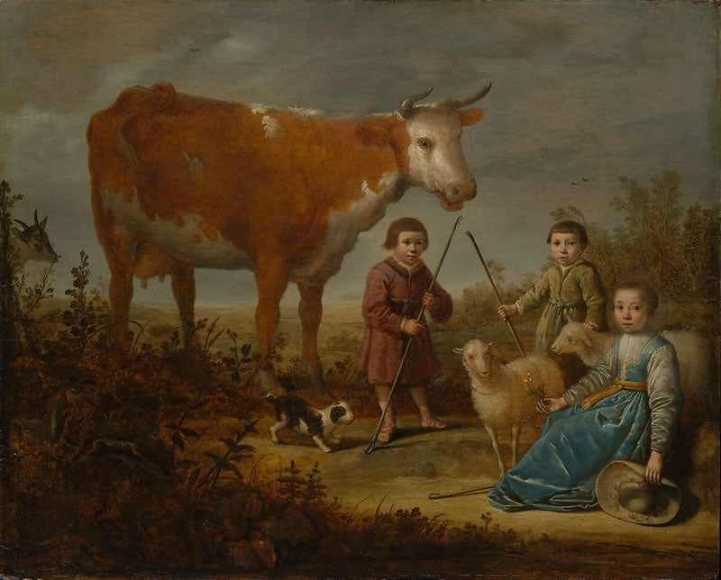 Children and a Cow
