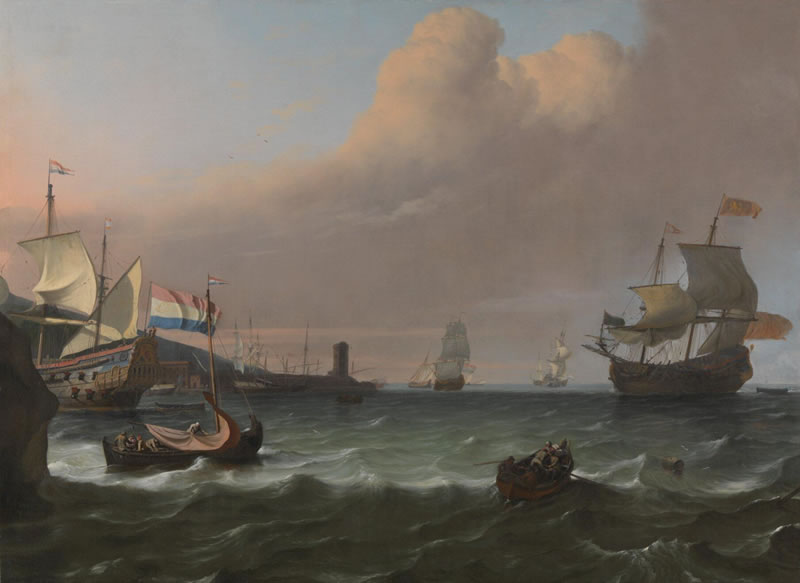 Dutch Men-of-war entering a Mediterranean Port