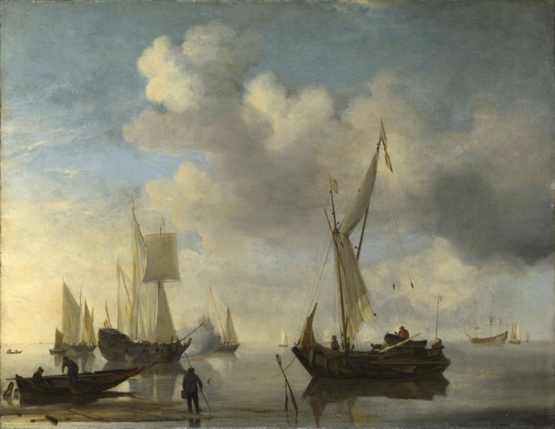 Dutch Vessels Lying Inshore in A Calm One Saluting