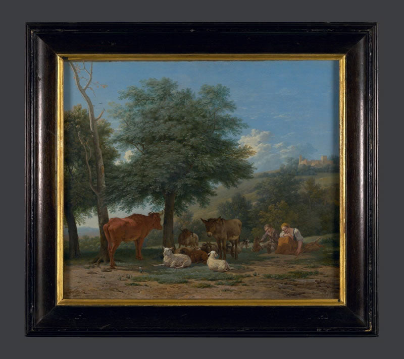 Farm Animals in the Shade of a Tree, with a Boy and a Sleeping Herdswoman