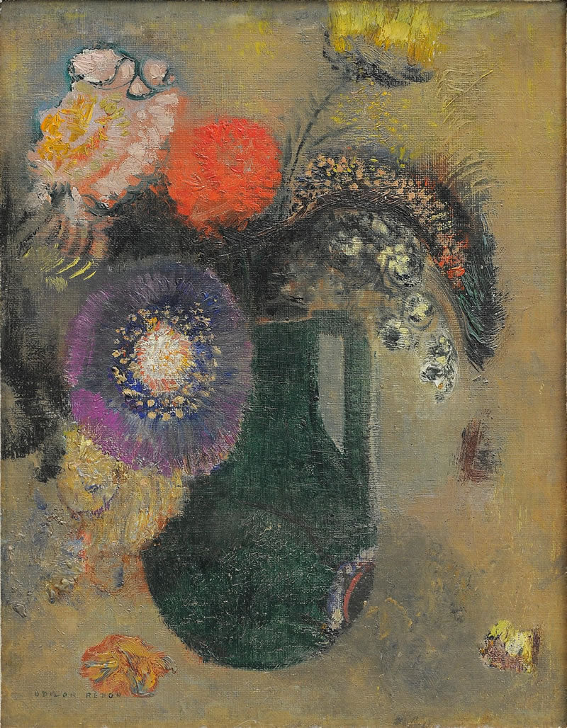 Flowers in Green Vase