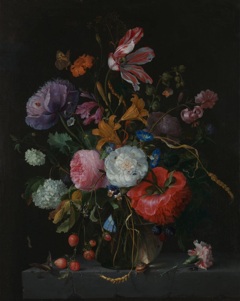 Flowers in a Glass Vase