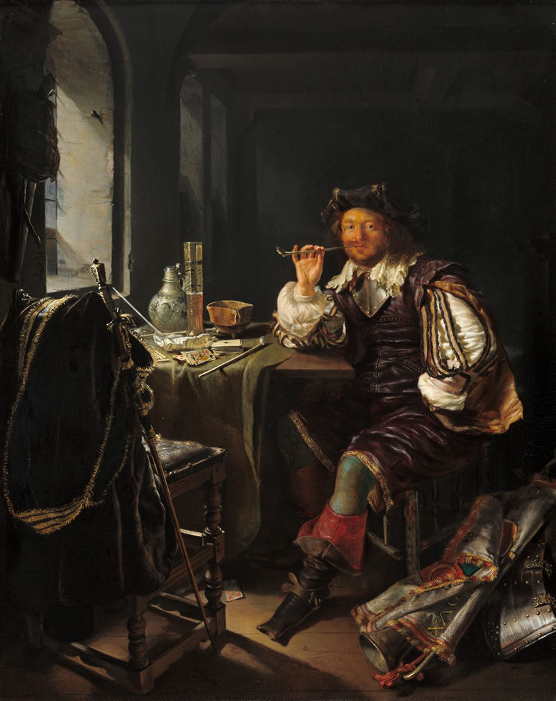 A Soldier Smoking a Pipe