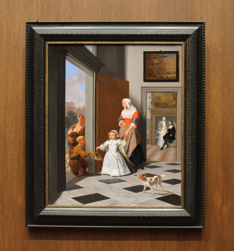 A Nurse and a Child in an Elegant Foyer