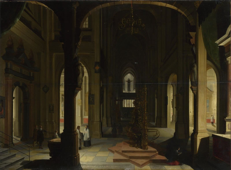 Interior of a Church at Night