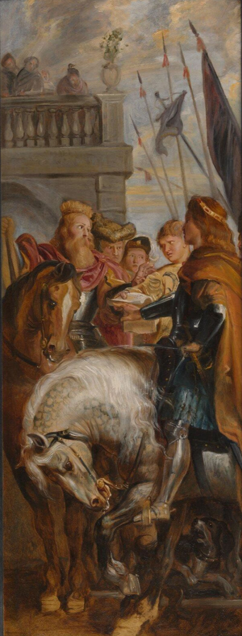 Kings Clothar and Dagobert dispute with a Herald from the Emperor Mauritius