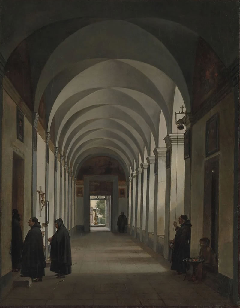 Monks in the Cloister of the Church of Gesù e Maria, Rome