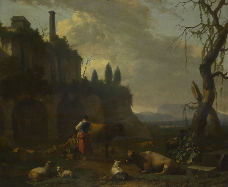 Peasants with Cattle by a Ruin