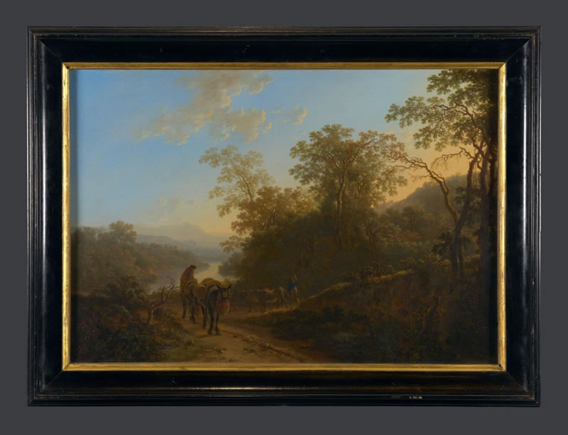 Peasants with Mules and Oxen on a Track near a River