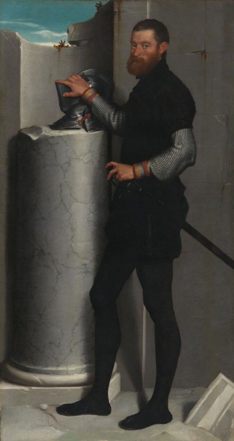 Portrait of a Gentleman with his Helmet on a Column Shaft