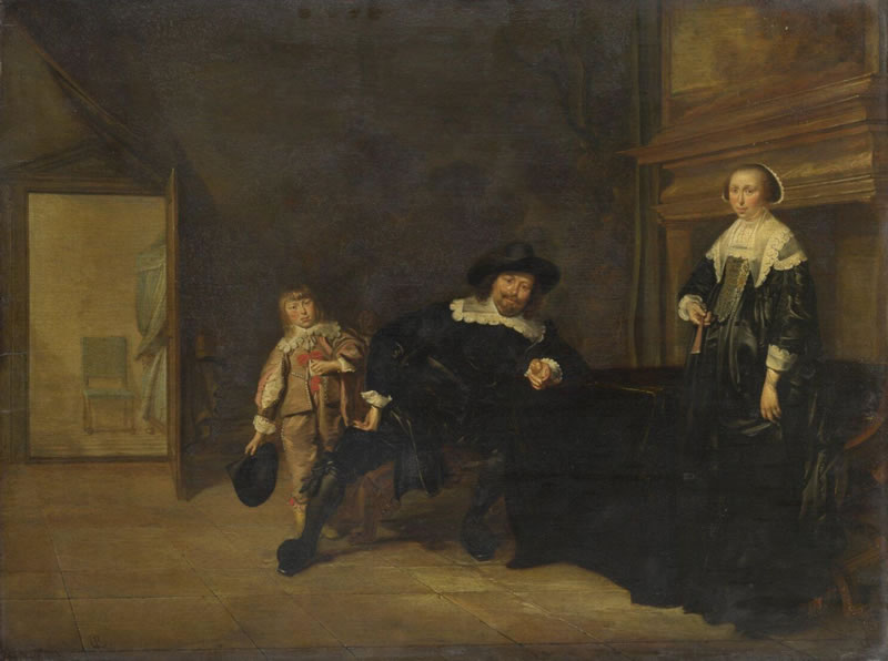 Portrait of a Man a Woman and a Boy in a Room
