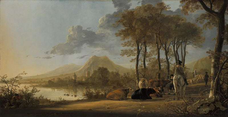 River Landscape with Horseman and Peasants