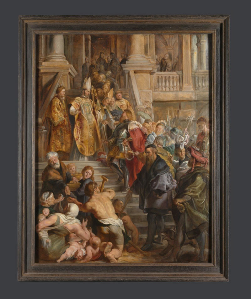 Saint Bavo is received by Saints Amand and Floribert