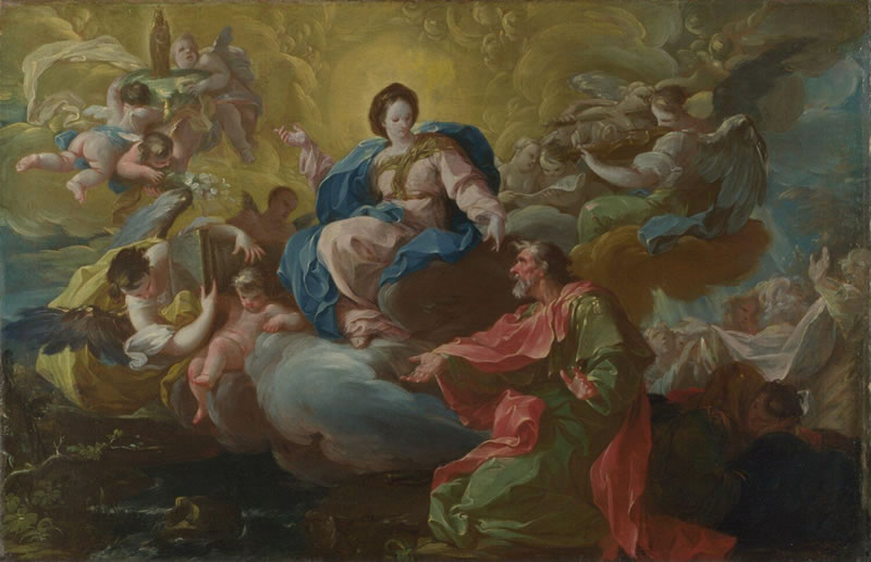 Saint James being visited by the Virgin with a Statue of the Madonna de Pilar