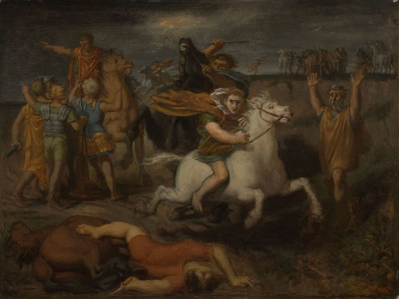 Scene from the Gallic Wars: The Gaul Littavicus, Betraying the Roman Cause, Flees to Gergovie to Support Vercingétorix