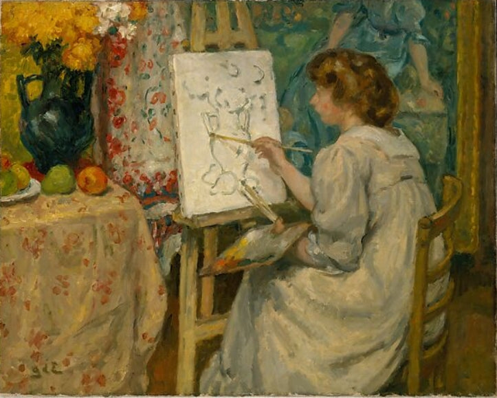 Girl Painting at an Easel