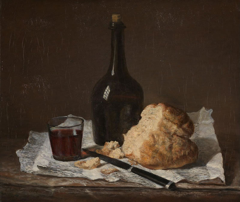 Still Life with Bottle, Glass and Loaf