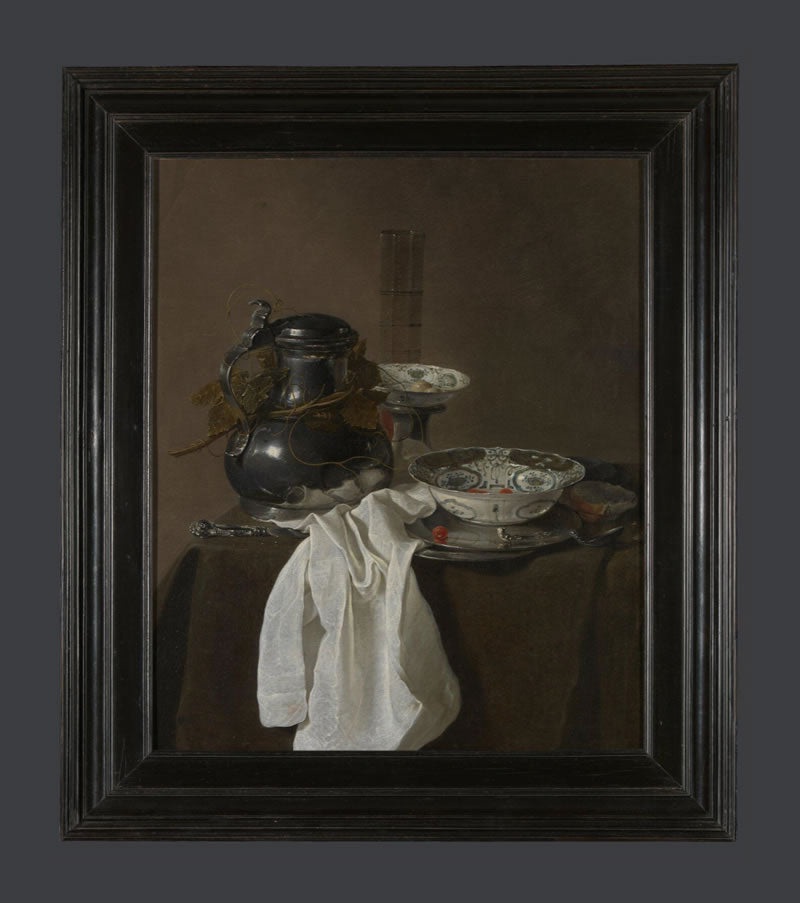Still Life with a Pewter Flagon and Two Ming Bowls
