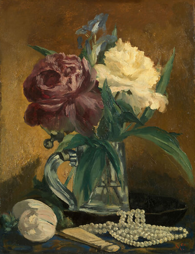 Still Life with Flowers, Fan, and Pearls