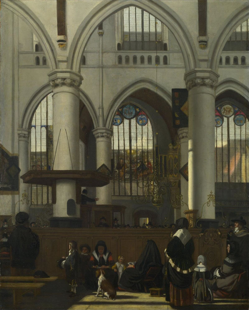 The Interior of the Oude Kerk, Amsterdam, during a Sermon