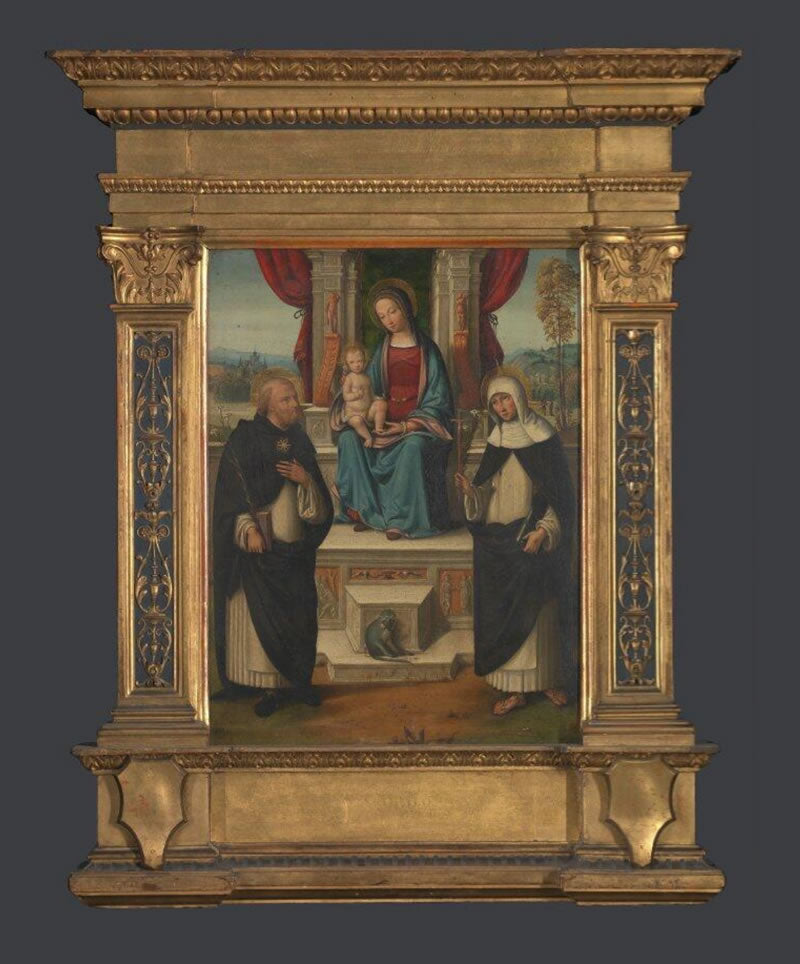 The Virgin and Child enthroned with Saint Dominic and Saint Catherine of Siena ('Madonna della Scimmia')