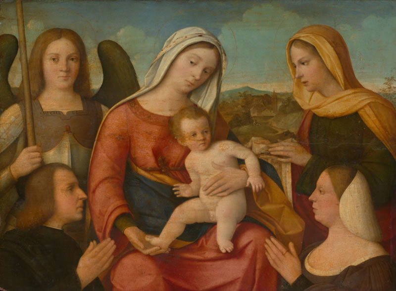 The Virgin and Child with Saints Michael and Veronica and Two Donors