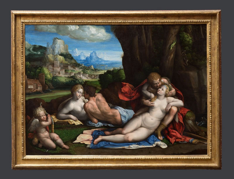 Two Couples with Cupid
