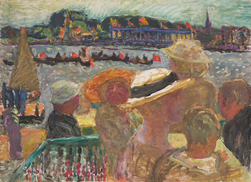 [View from Uhlenhorst Ferry House on the Outer Alster Lake with St. Johannis]