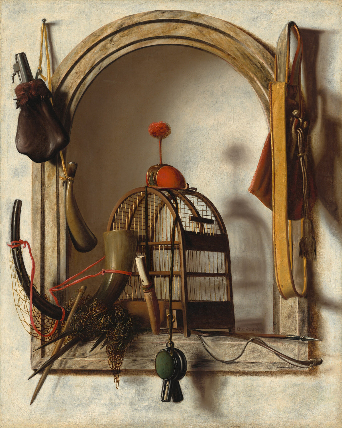 Niche with Falconry Gear