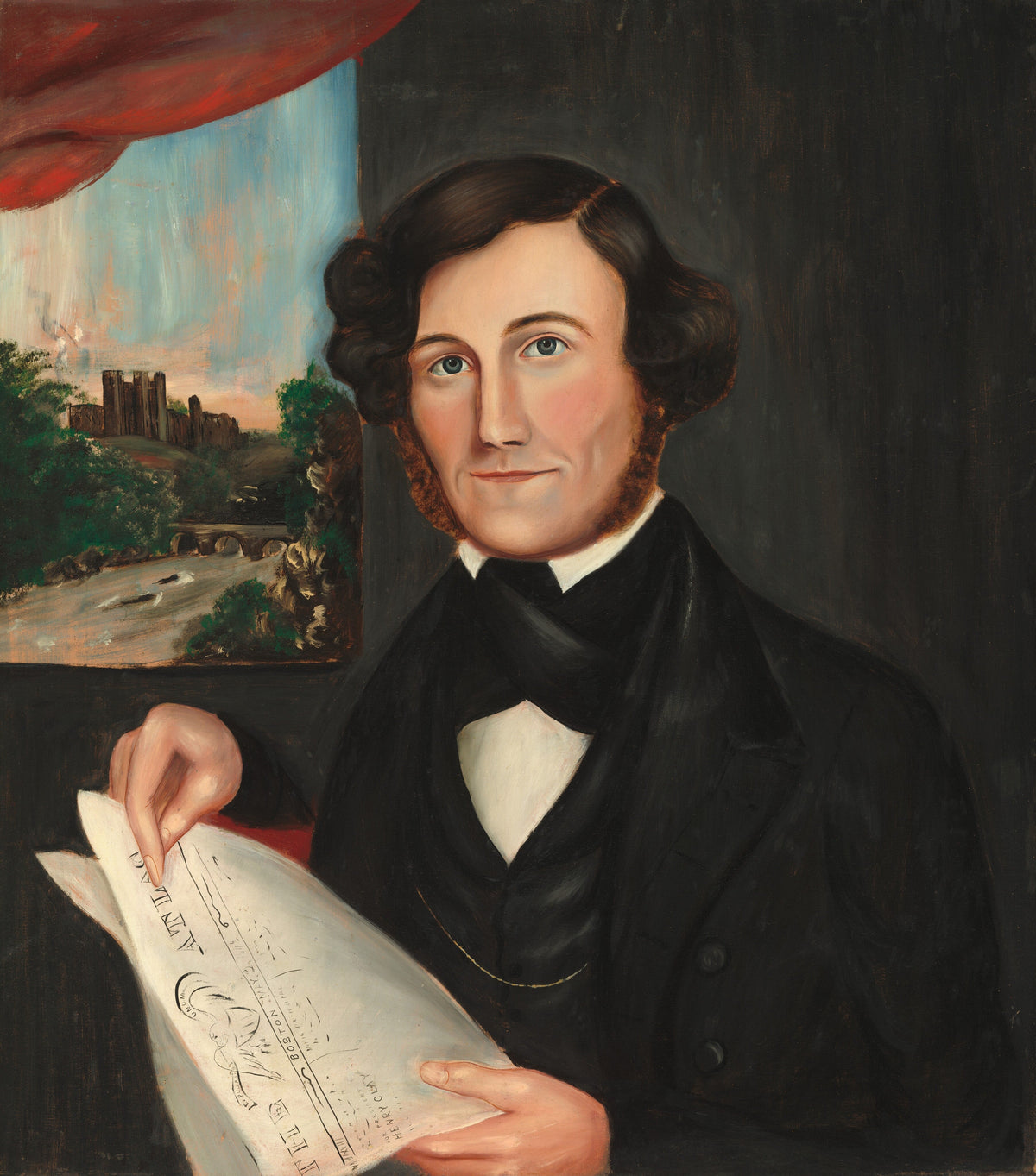 Man Named Hubbard Reading "Boston Atlas"