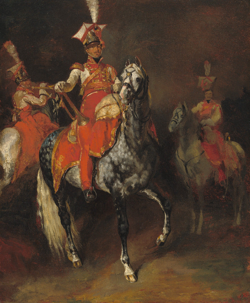 Painting of a military officer on horseback with other officers in the background