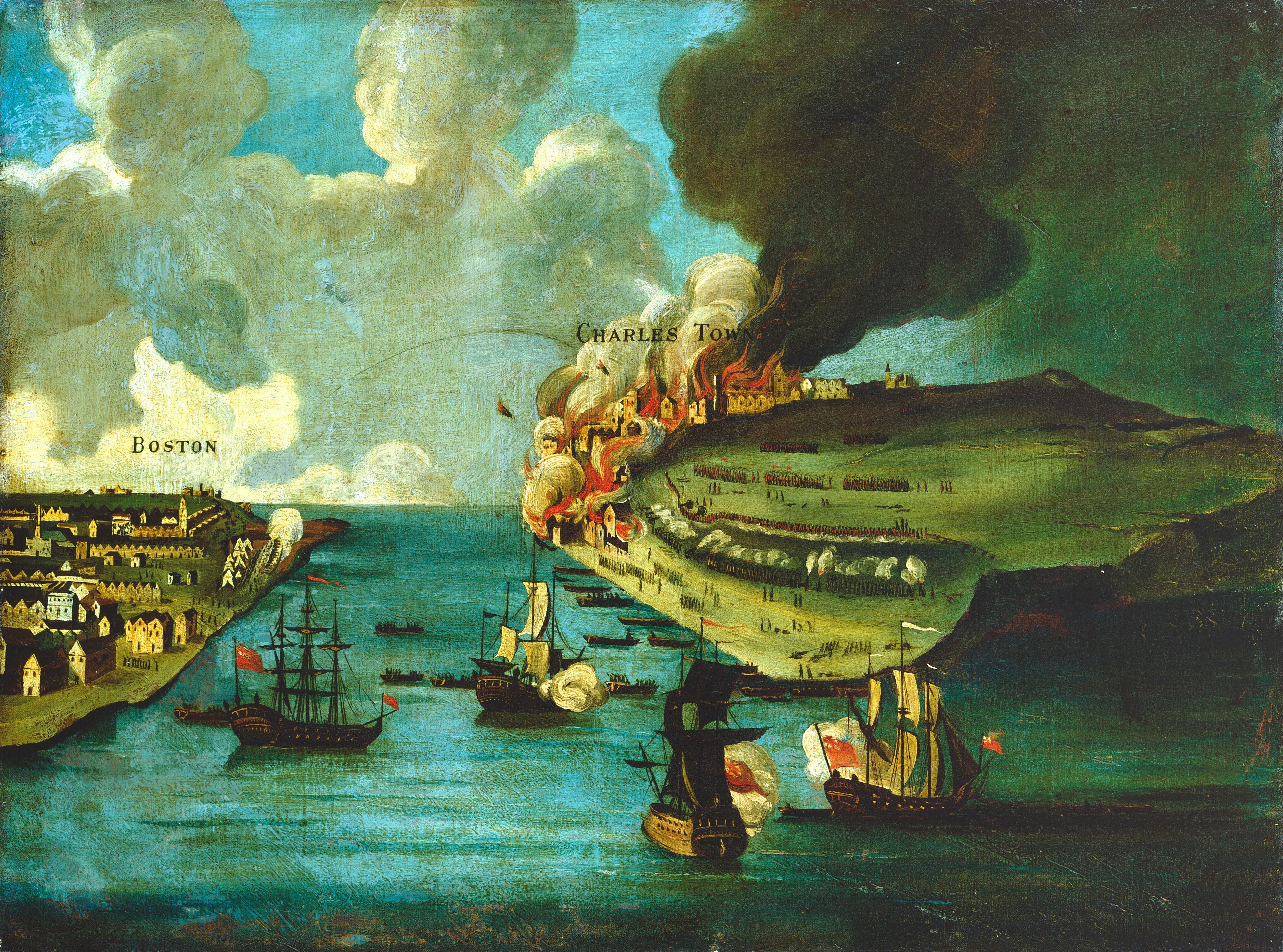 Attack on Bunker's Hill, with the Burning of Charles Town