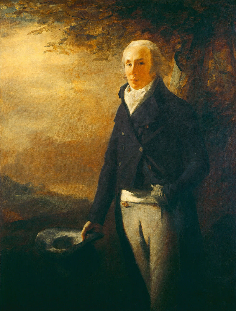 Portrait of a man in formal attire with a landscape background