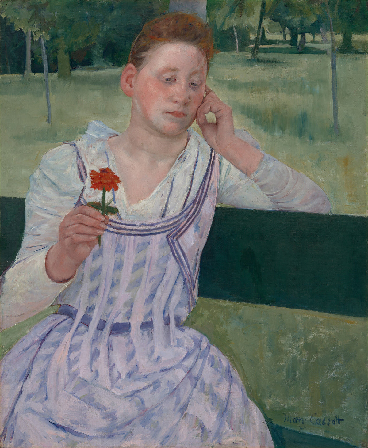 Woman with a Red Zinnia (Revery)